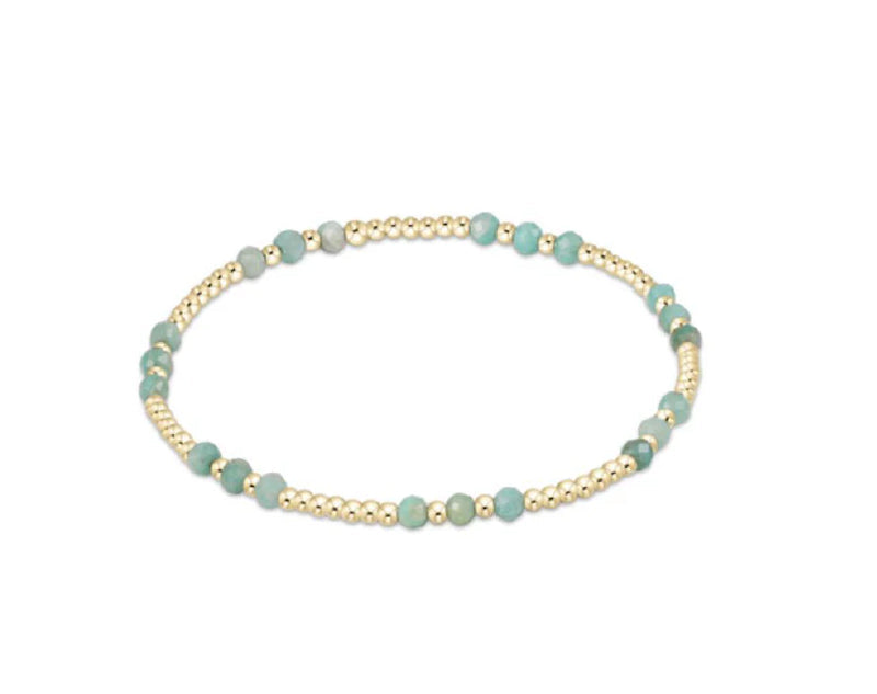 GEMSTONE GOLD JOY PATTERN 3MM BEAD BRACELET - AMAZONITE - Molly's! A Chic and Unique Boutique 
