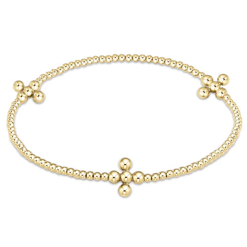 Signature Cross Gold Pattern 2mm - Classic Beaded Signature Cross Gold - 3mm Bead Gold - Molly's! A Chic and Unique Boutique 
