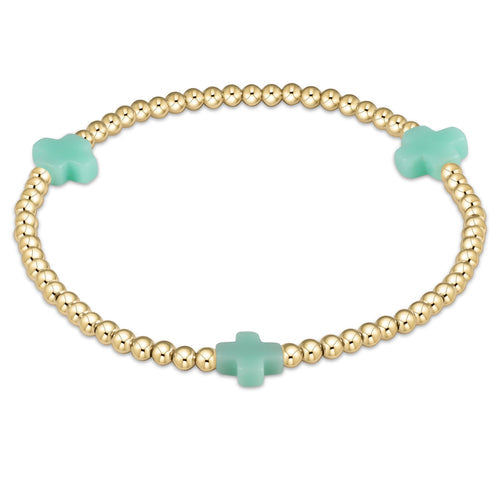 SIGNATURE CROSS GOLD PATTERN 3MM BEAD BRACELET - Molly's! A Chic and Unique Boutique 