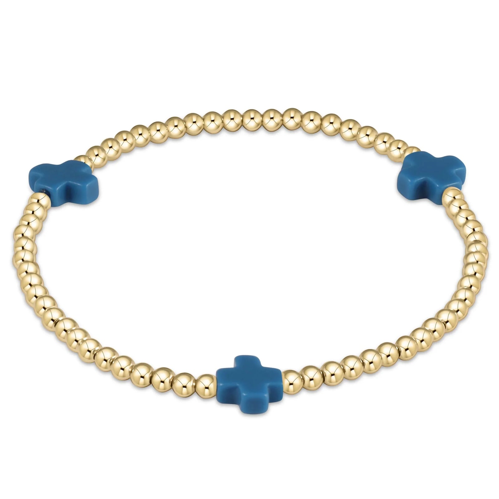 Egirl Signature Cross Gold Pattern 3mm Bead Bracelet- Cobalt - Molly's! A Chic and Unique Boutique 