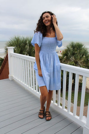 SIMPLY SOUTHERN SKY BLUE SCALLOP DRESS - Molly's! A Chic and Unique Boutique 