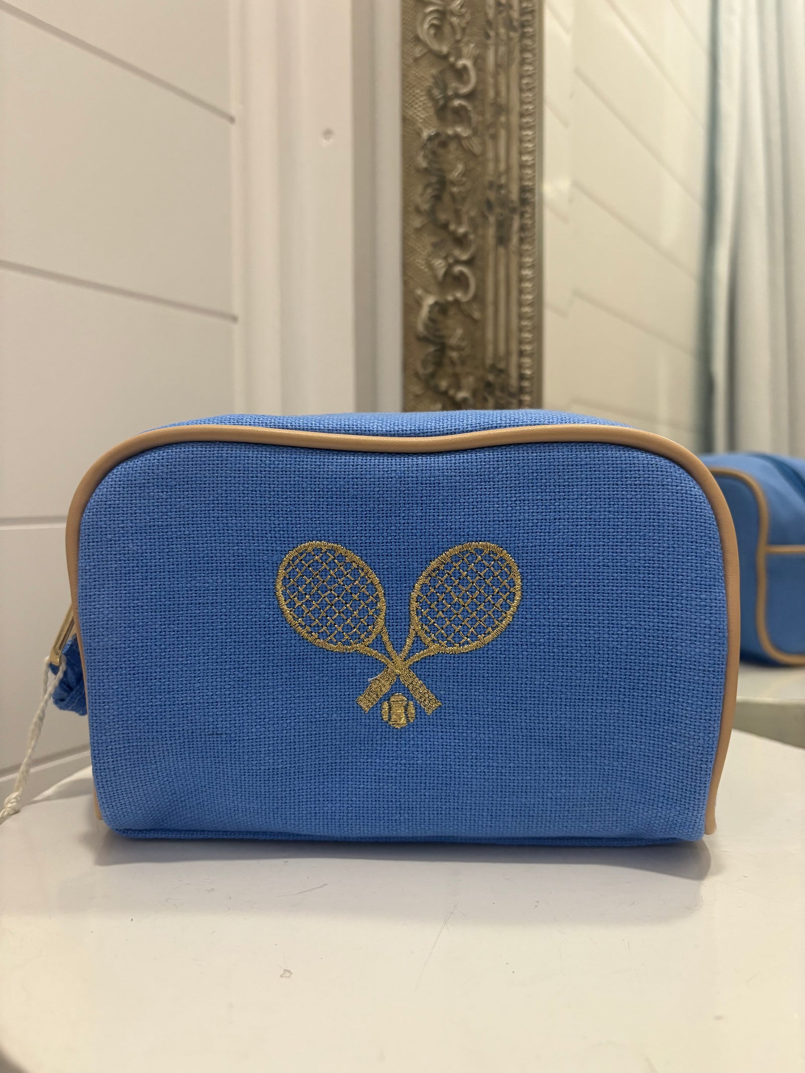 BLUE TRAVEL POUCH TENNIS RACKETS - Molly's! A Chic and Unique Boutique 