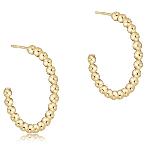 Beaded Classic 1.25" Post Hoop- 4mm Gold - Molly's! A Chic and Unique Boutique 