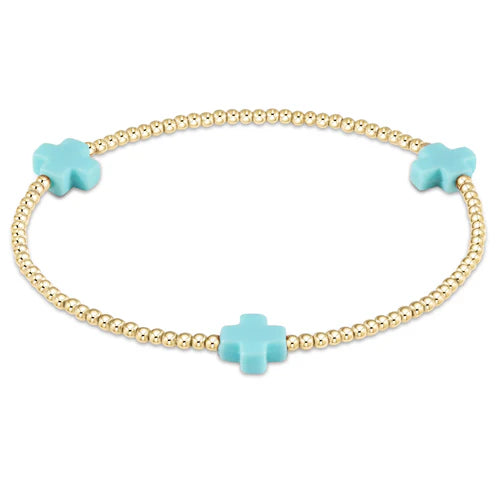 SIGNATURE CROSS GOLD PATTERN 2MM BEAD BRACELET - Molly's! A Chic and Unique Boutique 