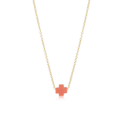 16" NECKLACE GOLD- SIGNATURE CROSS CORAL - Molly's! A Chic and Unique Boutique 