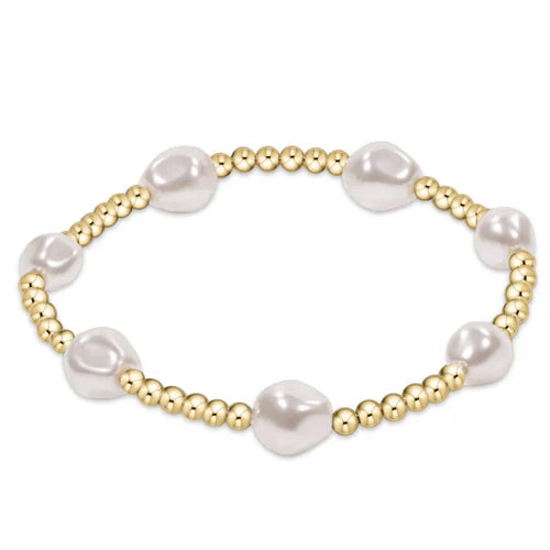 Admire Gold 3mm Bead Bracelet- Amazonite and Pearl - Molly's! A Chic and Unique Boutique 
