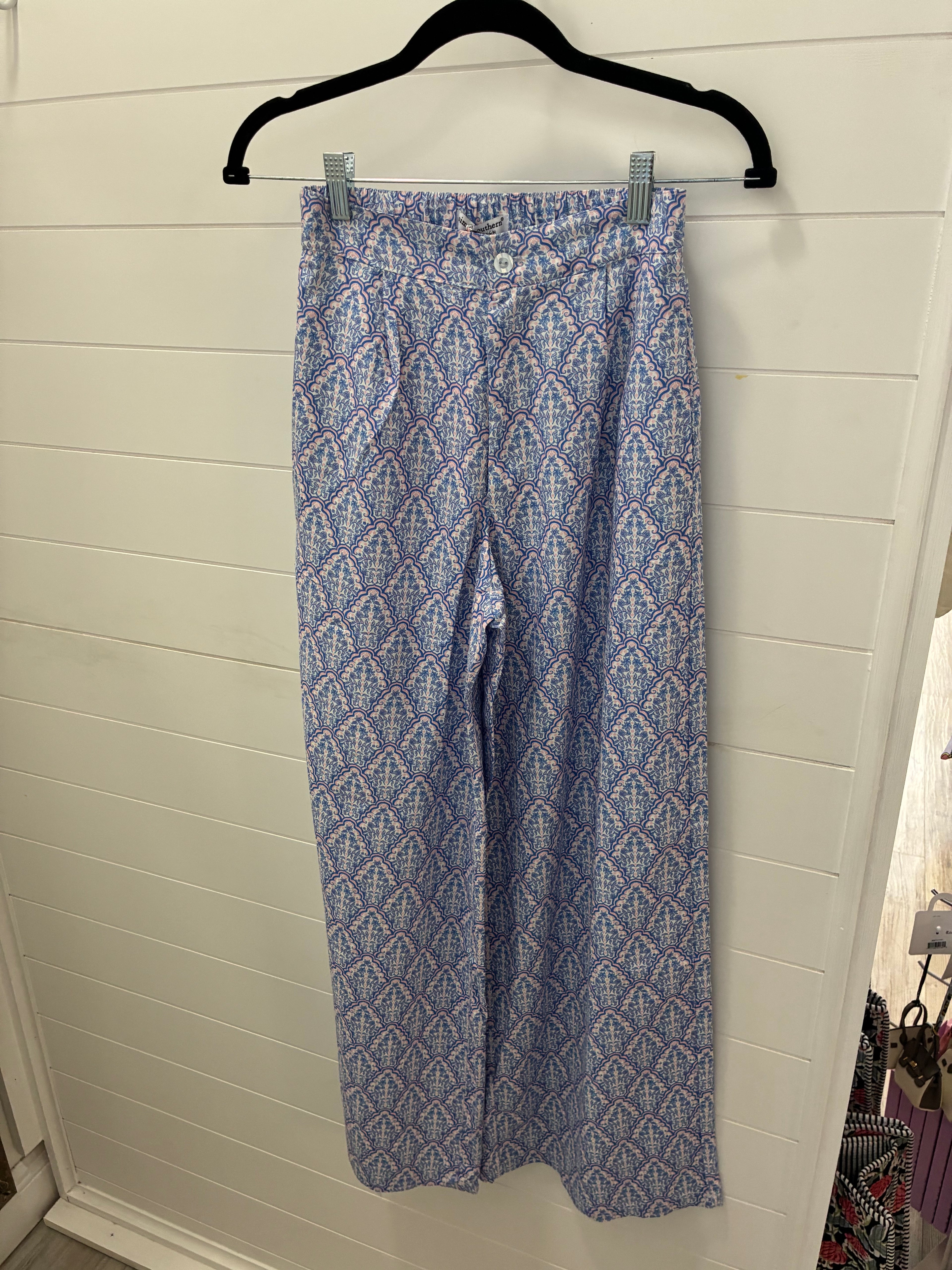 WIDE LEG PANT- PINK/BLUE - Molly's! A Chic and Unique Boutique 