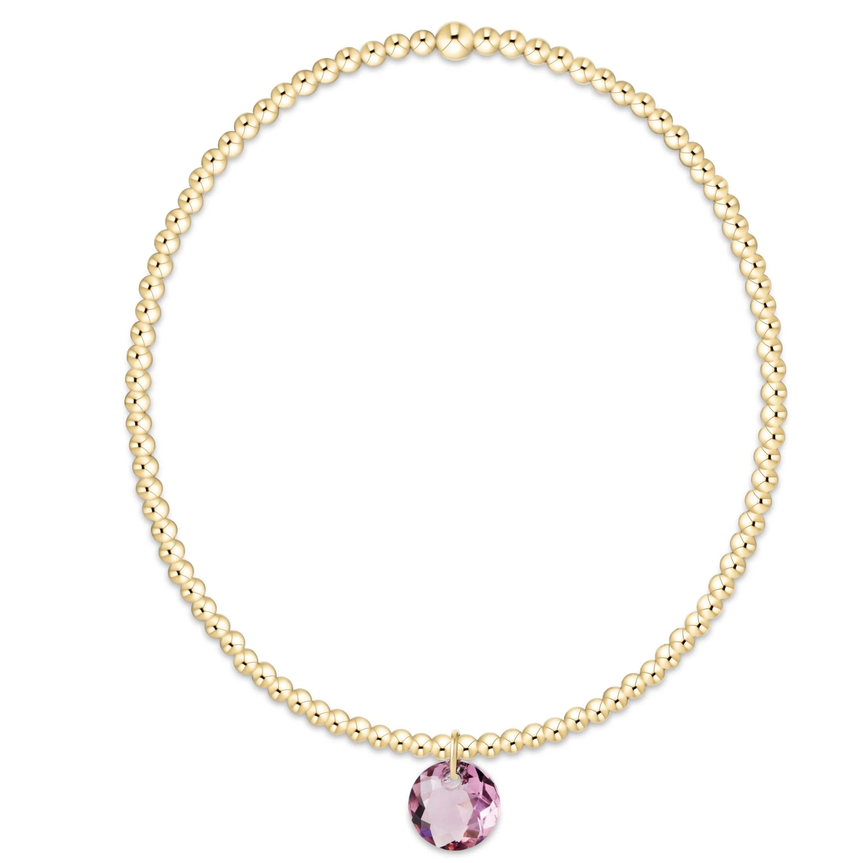 Classic Gold 2mm Bracelet - Reflection Small Charm - 02