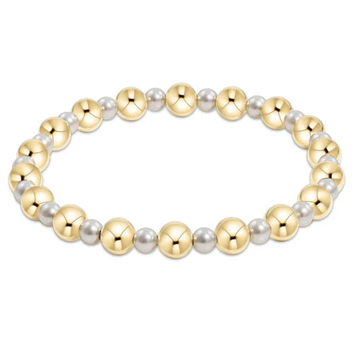 Pearl Grateful Pattern 4mm Bead Bracelet - 6mm Gold - Molly's! A Chic and Unique Boutique 