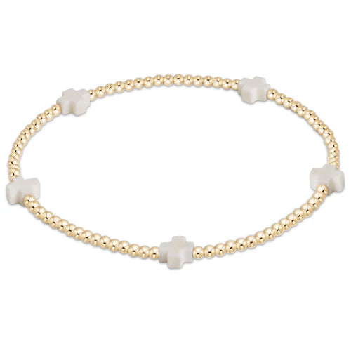 Egirl Signature Cross Small Gold Pattern 2mm Bead Bracelet- Off-White, Mint, or Purple - Molly's! A Chic and Unique Boutique 