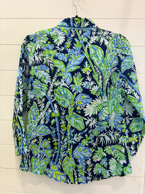 BOYFRIEND SHIRT- VINTAGE VINES NAVY - Molly's! A Chic and Unique Boutique 