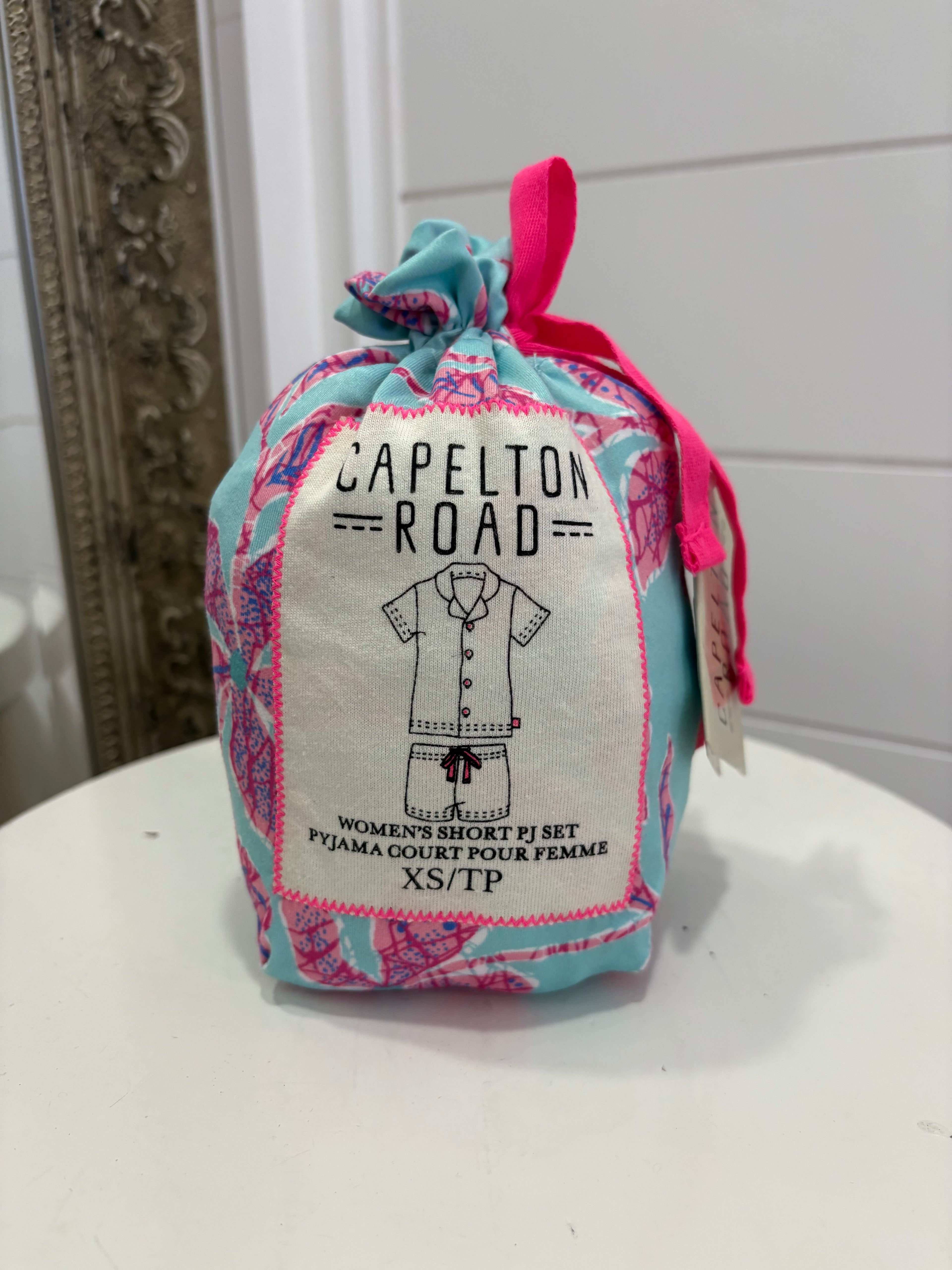 TURQUOISE BATIK FLOWERS PJ SET IN A BAG - Molly's! A Chic and Unique Boutique 