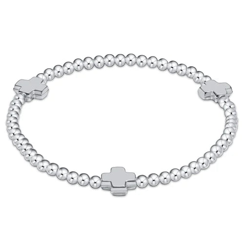 Signature Cross Sterling Pattern 3mm Bead Bracelet- Sterling - Molly's! A Chic and Unique Boutique 