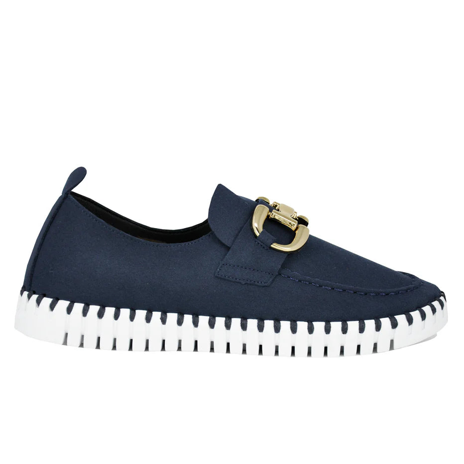 ILSE JACOBSEN SUEDE SLIP ON BUCKLE NAVY - Molly's! A Chic and Unique Boutique 