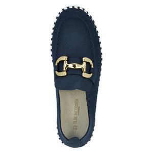 ILSE JACOBSEN SUEDE SLIP ON BUCKLE NAVY