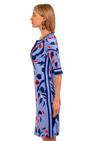 JERSEY SPLIT NECK DRESS - FULL BLOOM