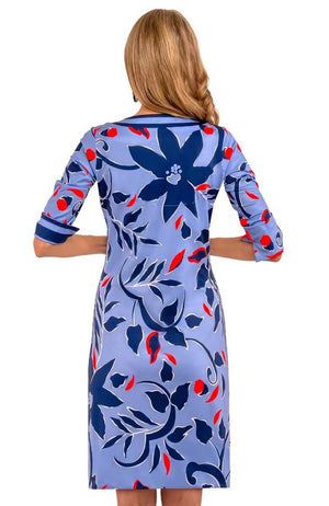 JERSEY SPLIT NECK DRESS - FULL BLOOM