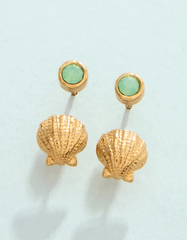 LITTLE SHELL STUD EARRINGS SET- SEAFOAM - Molly's! A Chic and Unique Boutique 
