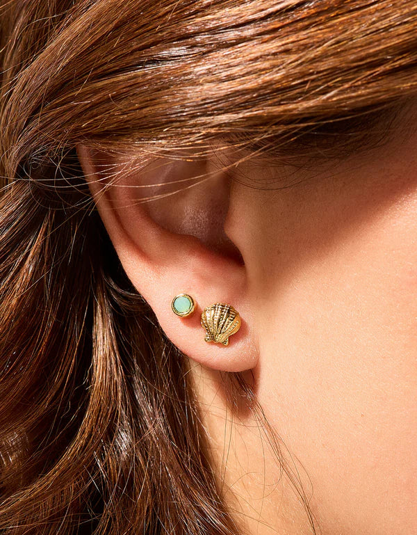 LITTLE SHELL STUD EARRINGS SET- SEAFOAM - Molly's! A Chic and Unique Boutique 