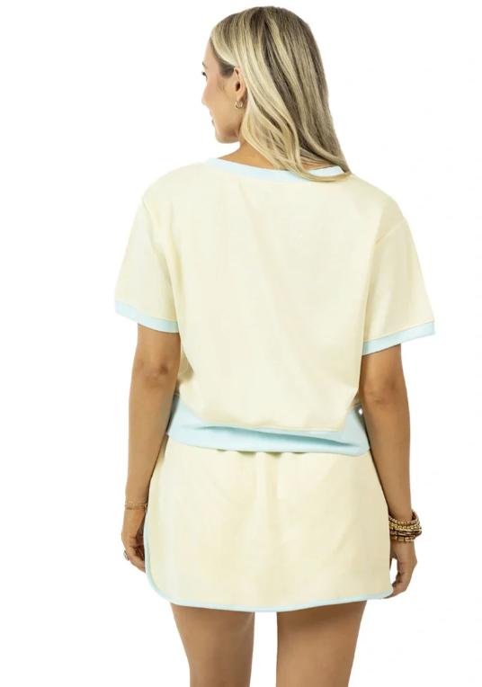 YELLOW AND BLUE MATCHING SKIRT AND TOP SET - Molly's! A Chic and Unique Boutique 