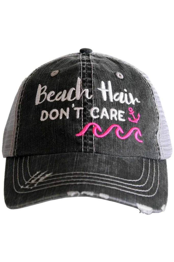 BEACH HAIR DONT CARE WAVES/ANCHOR WOMENS TRUCKER HAT - Molly's! A Chic and Unique Boutique 