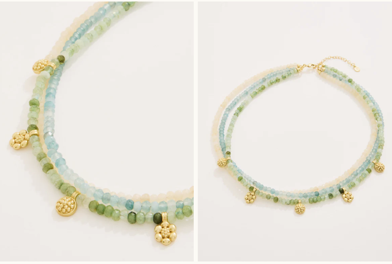 LOUISA NECKLACE 16" BLUE/GREEN