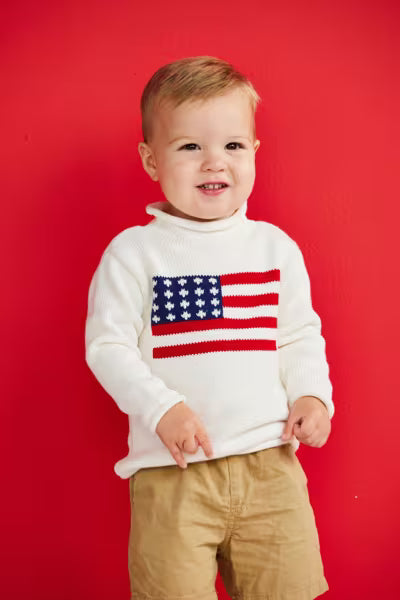 FLAG ROLLNECK TODDLER SWEATER