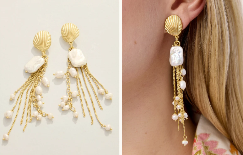 PEARL PARTY SHELL EARRINGS PEARL