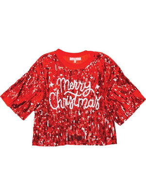 MERRY CHRISTMAS TOP SEQUIN LUXE