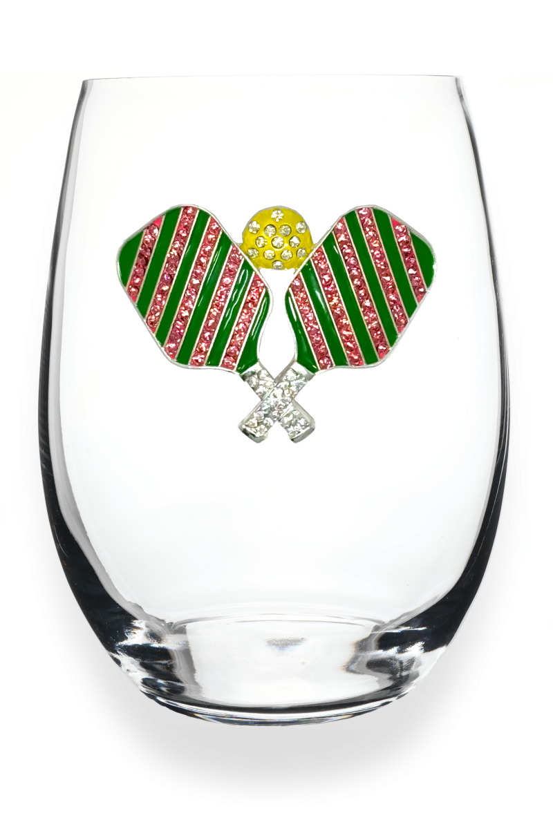 JEWELED PICKLEBALL STEMLESS WINE GLASS - Molly's! A Chic and Unique Boutique 