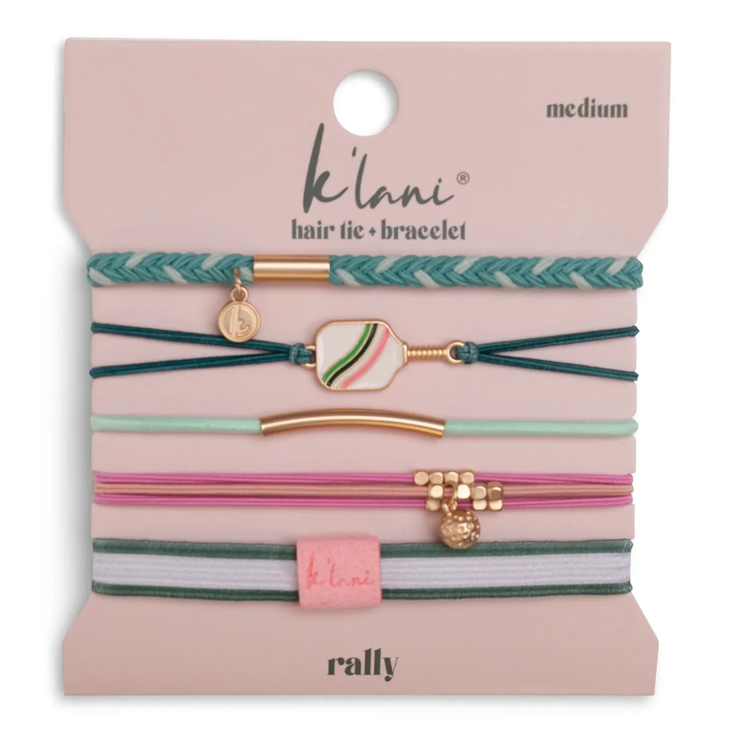 "Rally" Pickleball with Pink & Green Hair Tie Bracelets