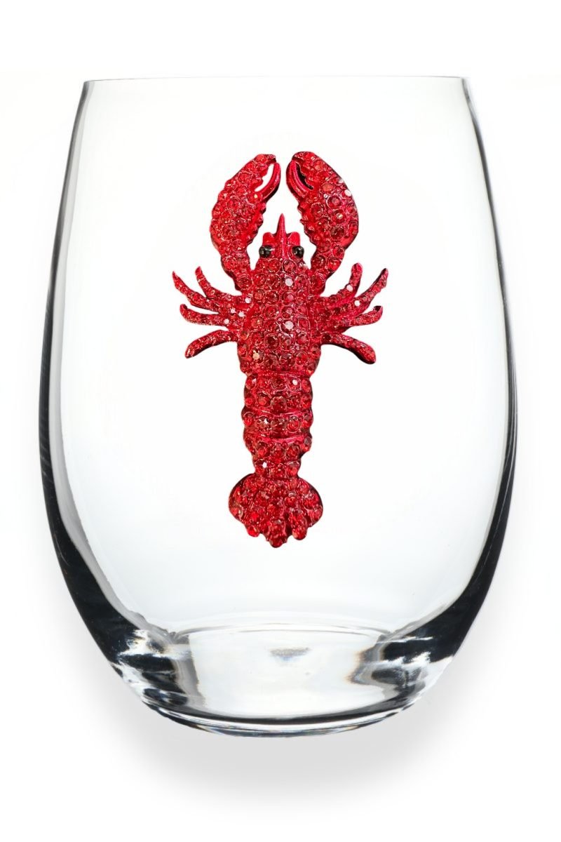 JEWELED LOBSTER STEMLESS WINE GLASS - Molly's! A Chic and Unique Boutique 