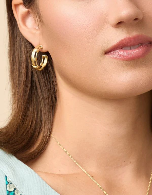 Spartina Basket Weave Hoop Earrings Gold *PREVIEW* - Molly's! A Chic and Unique Boutique 