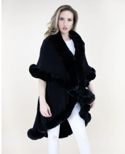 ORIGINAL USA MULTI LAYERED FAUX FUR CAPE (AVAILABLE IN BLACK AND BEIGE) - Molly's! A Chic and Unique Boutique 