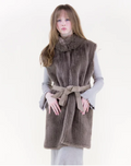ORIGINAL USA VERTICAL RIBBED FAUX FUR BELTED VEST - Molly's! A Chic and Unique Boutique 