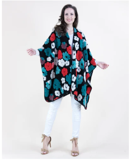 CHUNKY FLOWERS EMBROIDERED WRAP - Molly's! A Chic and Unique Boutique 