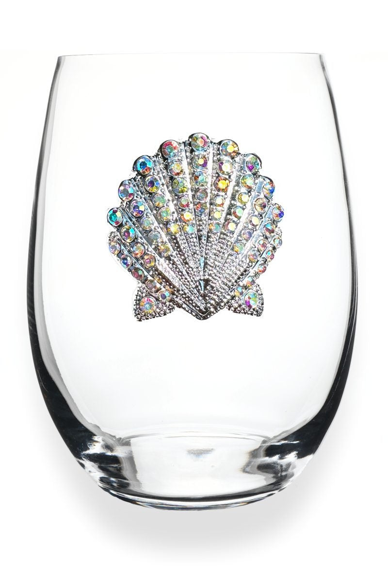 JEWELED SEASHELL STEMLESS WINE GLASS - Molly's! A Chic and Unique Boutique 