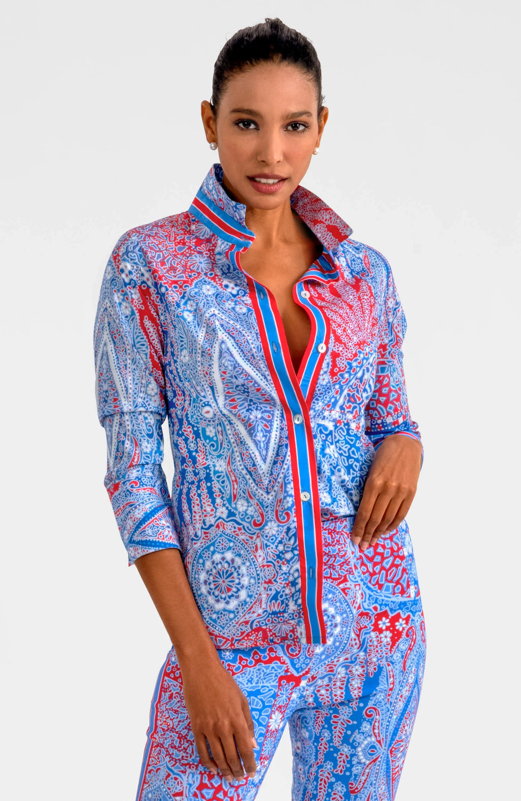 BOYFRIEND SHIRT GRAND BAZAAR- BLUES - Molly's! A Chic and Unique Boutique 