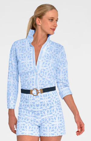 BOYFRIEND SHIRT- RING TOSS PERIWINKLE - Molly's! A Chic and Unique Boutique 