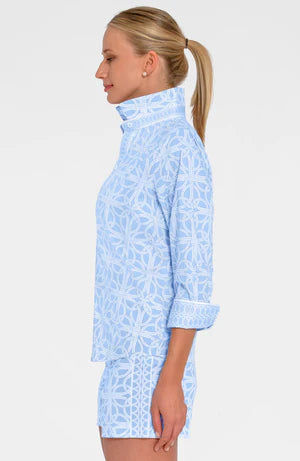 BOYFRIEND SHIRT- RING TOSS PERIWINKLE - Molly's! A Chic and Unique Boutique 