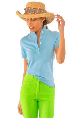 GRIPELESS POLO SHIRT (available in blue and white) - Molly's! A Chic and Unique Boutique 