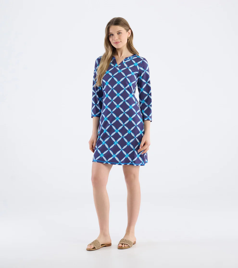 WOMENS DIAMOND IKAT NOTCH DRESS - Molly's! A Chic and Unique Boutique 