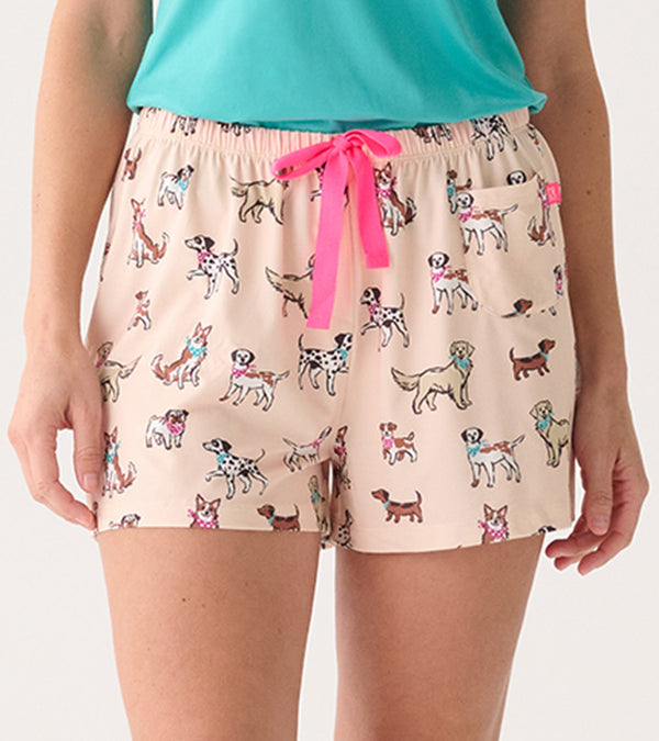 cute pups pj shorts in a bag