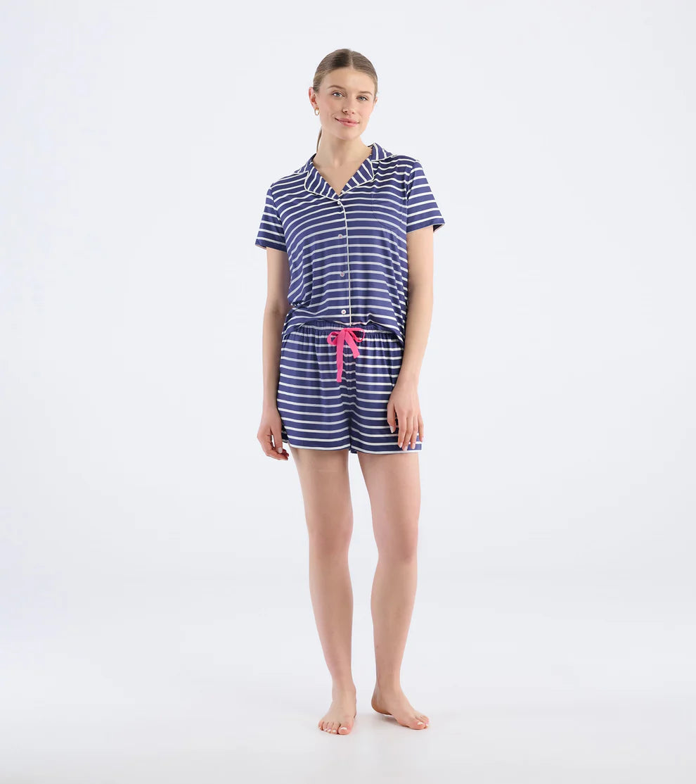 WOMENS NAUTICAL STRIPES SHORT PAJAMA SET IN A BAG - Molly's! A Chic and Unique Boutique 