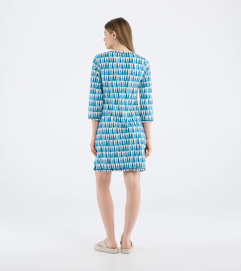 WOMENS PAINTED TRIANGLES NOTCH NECK DRESS - Molly's! A Chic and Unique Boutique 