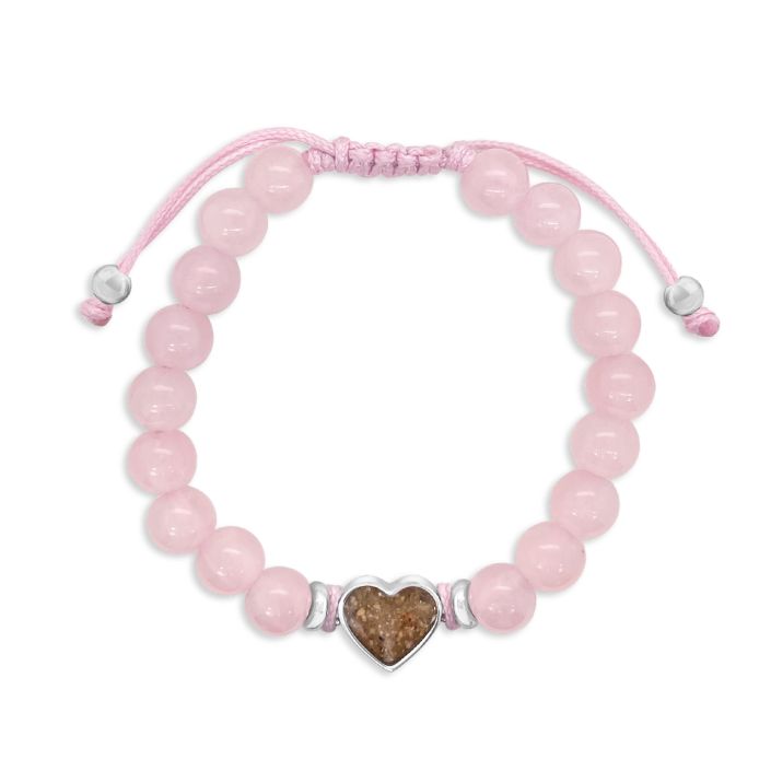 BEADED BRACELET ADJUSTABLE HEART- ROSE QUARTZ - Molly's! A Chic and Unique Boutique 