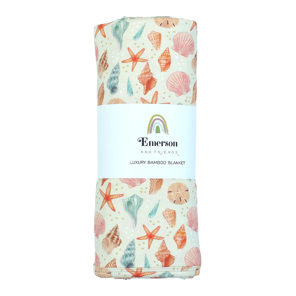 SANDY SEASHELLS LUXURY BAMBOO BLANKET - Molly's! A Chic and Unique Boutique 