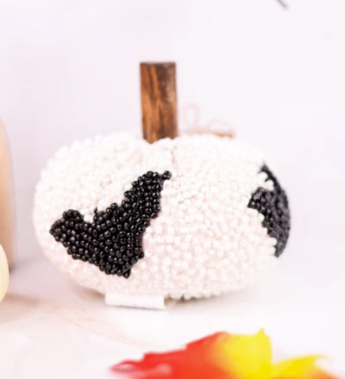 Bat Beaded Pumpkin