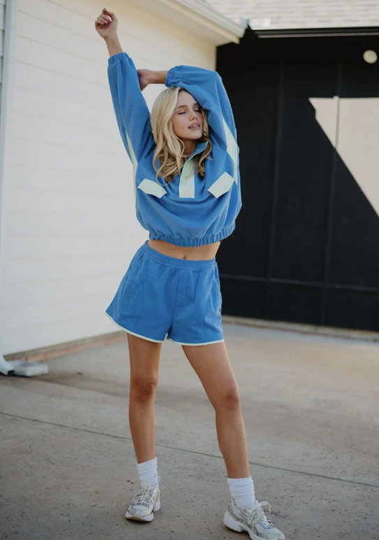 Blue & Green Quarter Snap Athletic Matching Set - Molly's! A Chic and Unique Boutique 