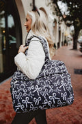 BLACK AND WHITE BOWS WEEKENDER BAG - Molly's! A Chic and Unique Boutique 